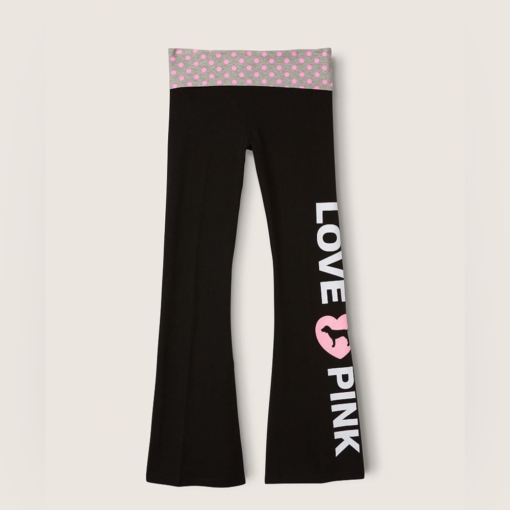 PINK NWT VS PINK ORIGINALS COTTON FOLDOVER FLARE PANT -Size: Small